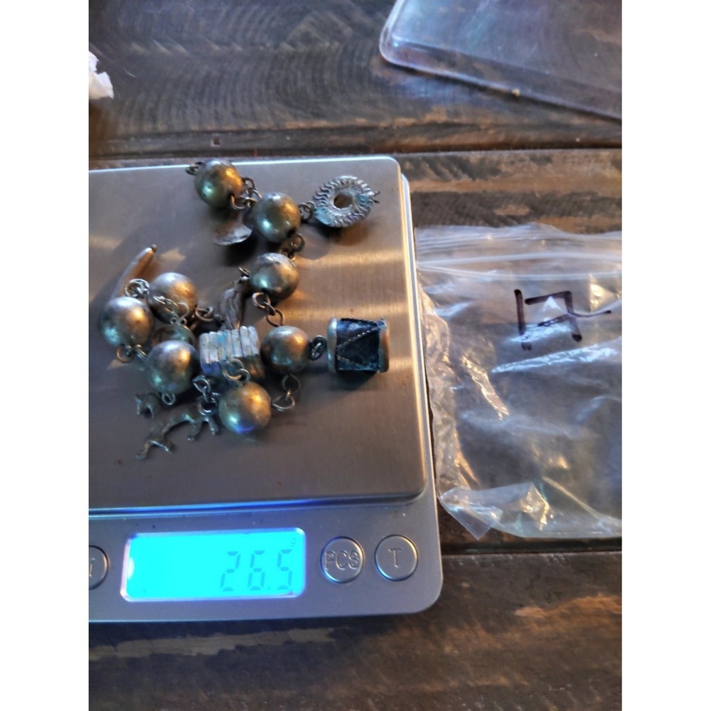 Vintage Southwestern Mexican Tone Bead Charm Bracelet 6 In 26.5g Sombrero 925